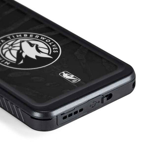 NBA Minnesota Timberwolves Black Animal Print Galaxy S24 Plus Waterproof Case